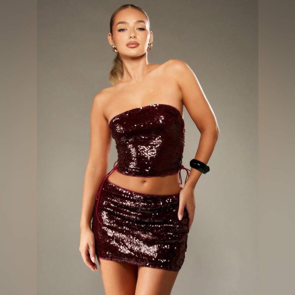 Glamorous Burgundy Sequin set